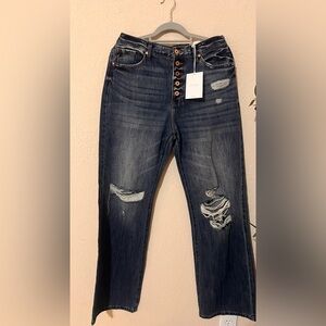 Kancan 90’s flare Distressed Blue Jeans
